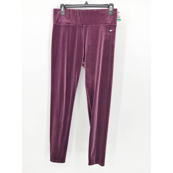 TOMMY HILFIGER Women's Velvet Active Leggings XS Purple High Waisted NWT - Picture 5 of 16